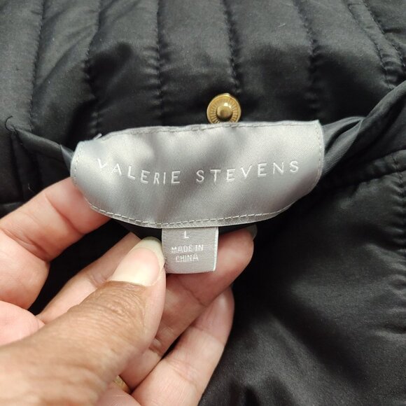 Valerie Stevens Black Gray Puffer Reversible Vest Women Size L Faux Fur Lining - Picture 5 of 9